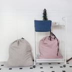 Cotton Linen Laundry Bag with Waterproof Coating – Drawstring Storage Sack