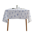 Blue Floral Embroidered Cotton Tablecloth – Blue Blossom Collection