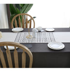 Black & White Boho Geometric Table Runner – Moroccan Style Cotton Blend