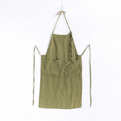 Natural Linen Apron – Adjustable Neck Strap & Waist Ties, 7 Colours