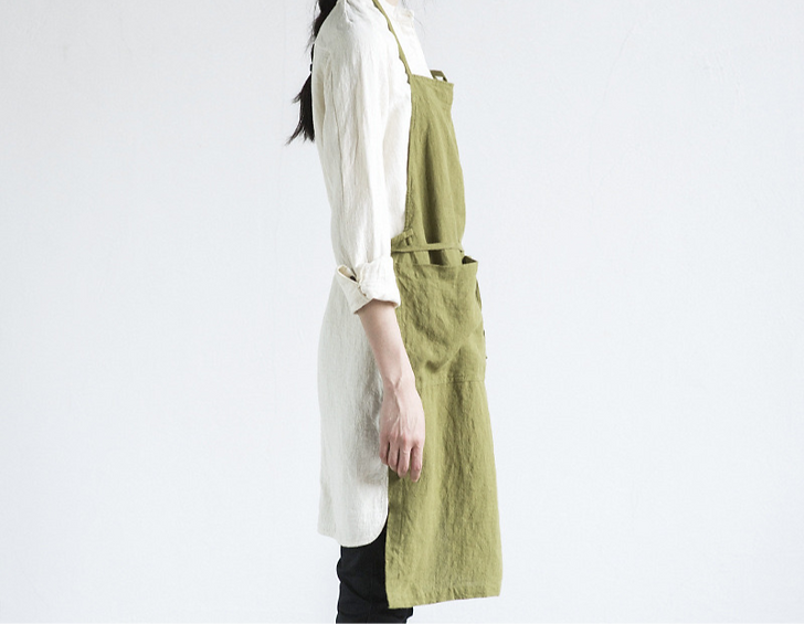 Natural Linen Apron – Adjustable Neck Strap & Waist Ties, 7 Colours