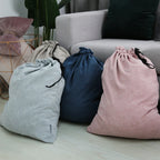 Cotton Linen Laundry Bag with Waterproof Coating – Drawstring Storage Sack